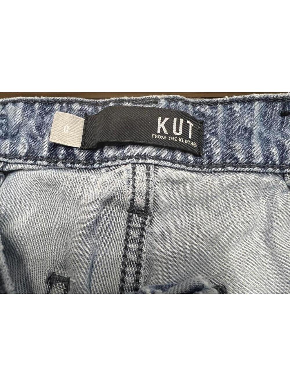 KUT from the Kloth Grey/Blue Utility Straight Leg Jeans Front Patch Pockets 0 - Picture 5 of 9